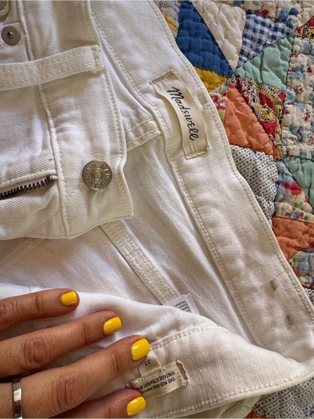 madewell mid rise perfect vintage straight jean white, 27 - Picture 2 of 6